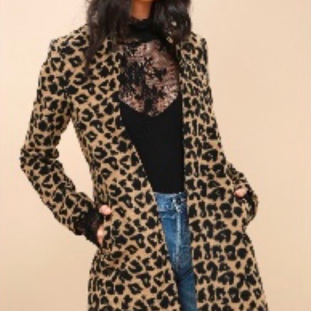 Lulu’s Leopard Print Coat Open Front S. - image 2